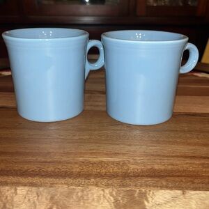 Vintage Pair of Fiesta Ware Fiestaware Periwinkle Blue Tom & Jerry Mugs Retired